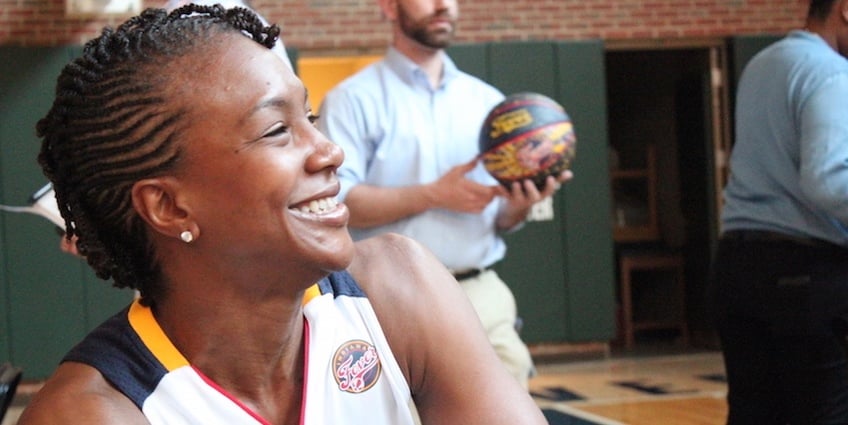 Tamika Catchings, pictured here during an Indiana Fever WNBA Media Day, was drafted as the third pick at age 22 – even after a serious knee injury in her senior year at University of Tennessee threatened to end her basketball career. She says God gave her a peace that passes all understanding almost from the moment she hurt her knee, despite the bad news doctors were giving her.